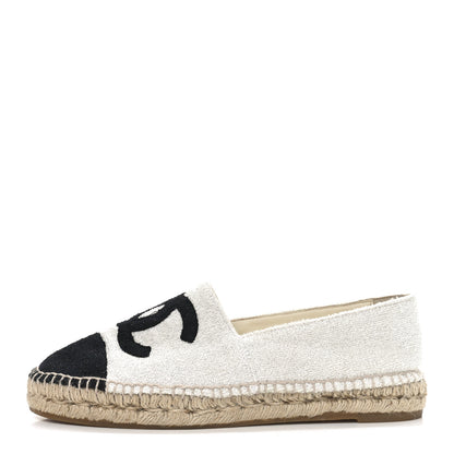 Chanel Terry Cloth CC Espadrilles 41 Silver Black 1 of 8