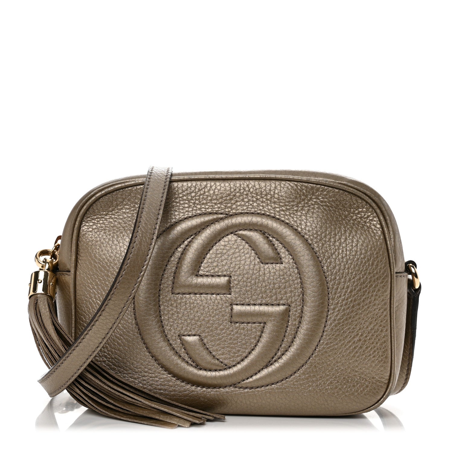 Gucci Metallic Pebbled Calfskin Small Soho Disco Bag Golden Beige 1 of 12