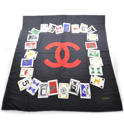 Chanel Silk Iconic Symbol Cards Scarf Black 1 of 4