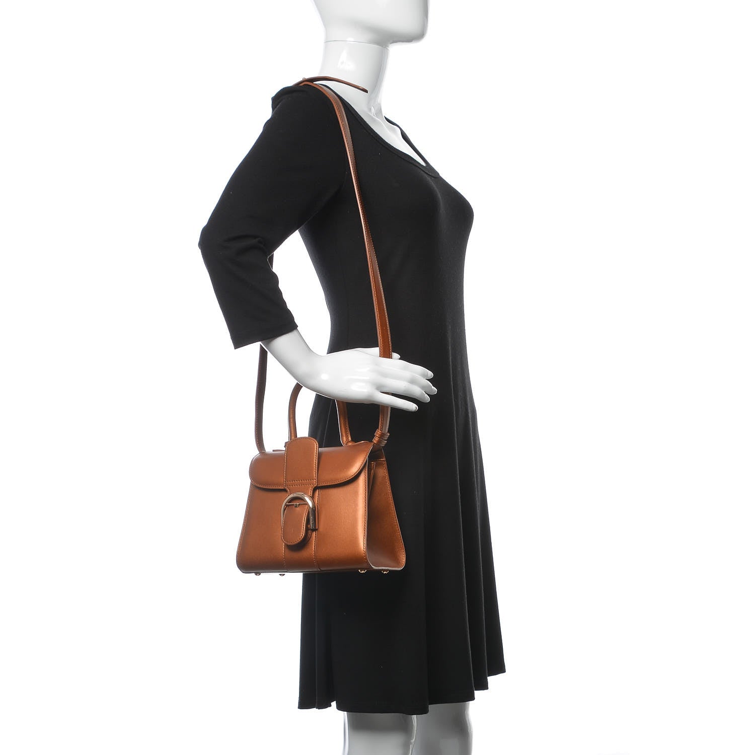 Delvaux Metallic Calfskin Mini Brillant Satchel Camel 3 of 16