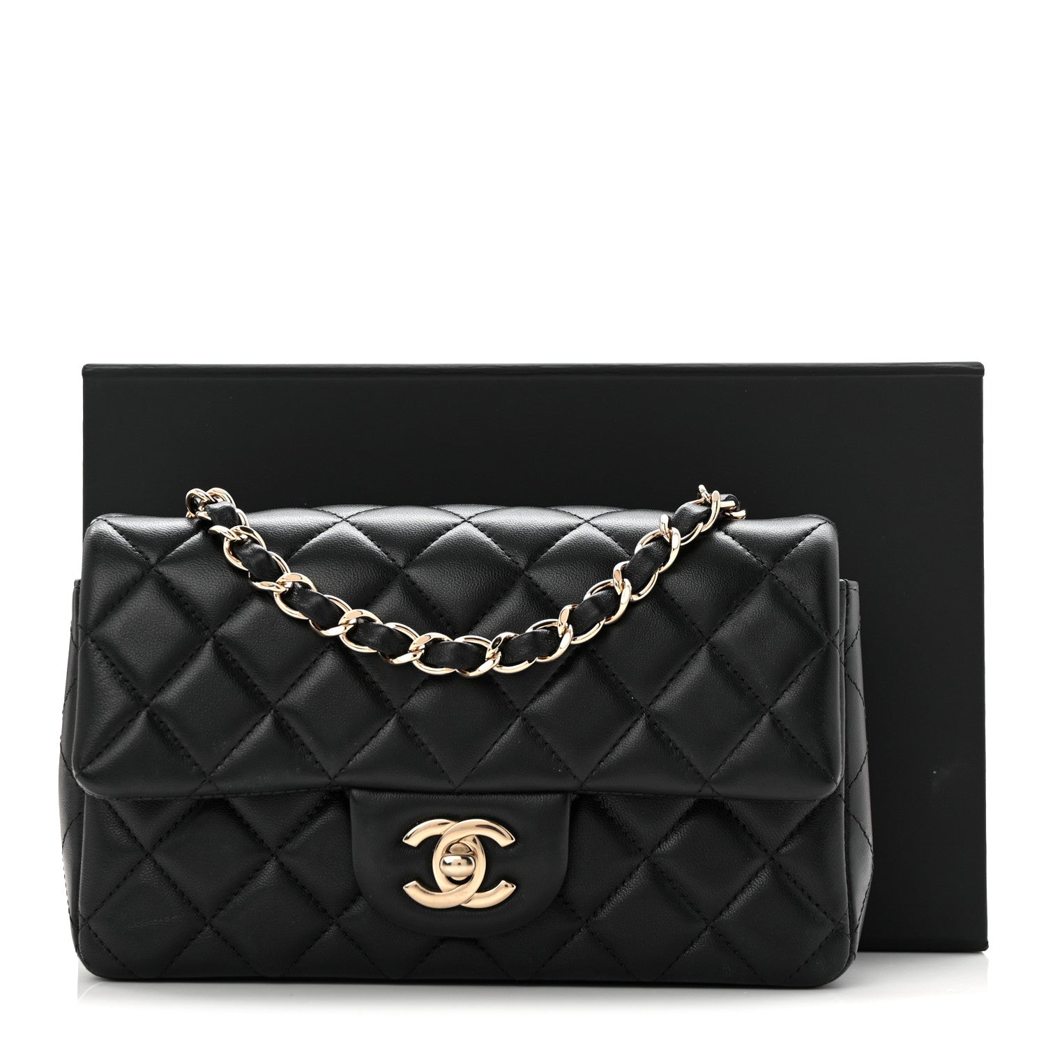 Chanel Lambskin Quilted Mini Rectangular Flap Black 1860899