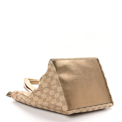 Gucci GG Monogram Medium Web Handle Bucket Tote Pink Gold 4 of 14