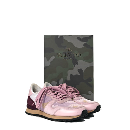 Valentino Garavani Mesh Fabric Suede Camouflage Womens Rockrunner Sneakers 37 Multicolor 11 of 11