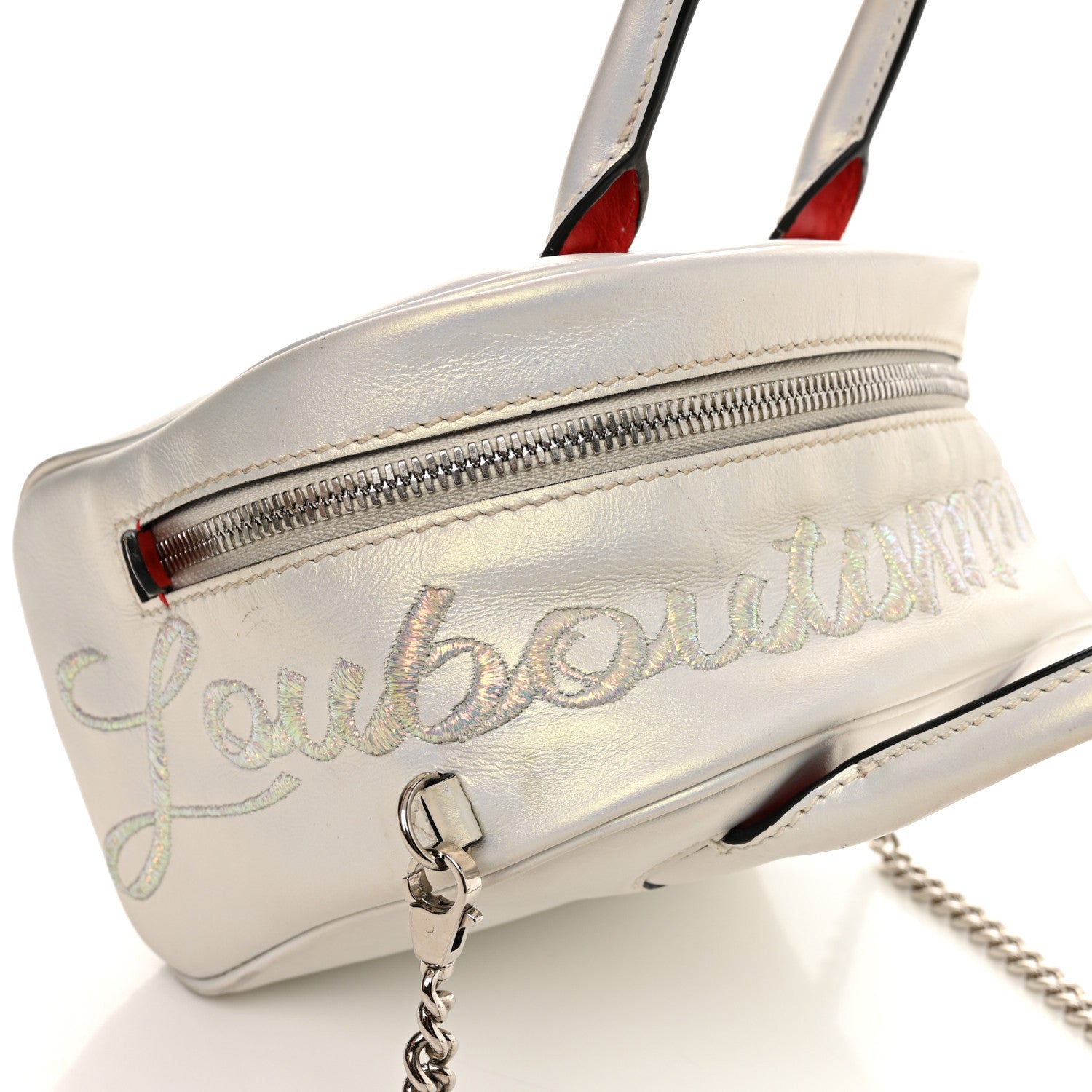 Christian Louboutin Iridescent Calfskin Paris Nano Collage Marie Jane Tote White 18 of 19