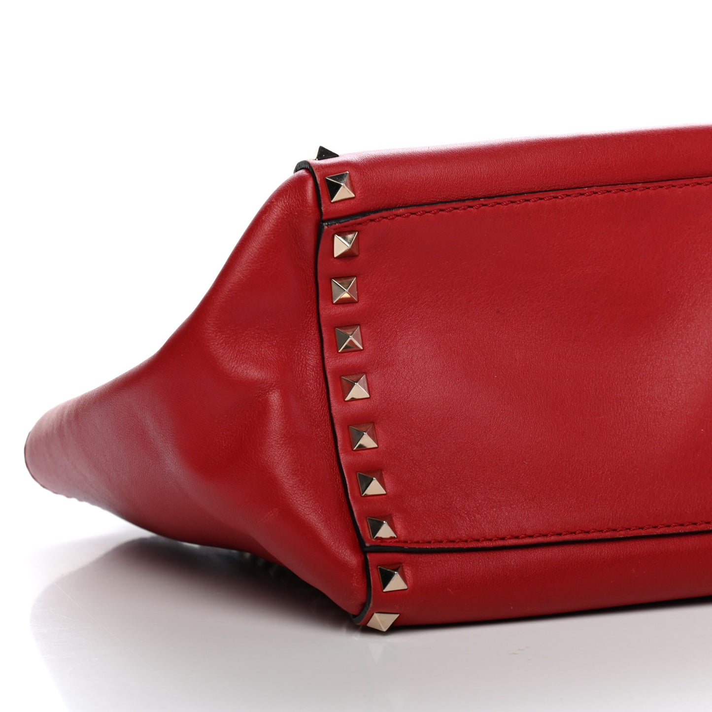 Vitello Small Rockstud Double Handle Tote Rosso Valentino
