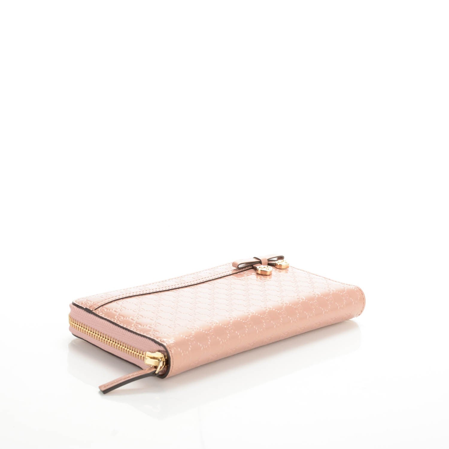Gucci Patent Microguccissima Bow Heart Zip Around Wallet Pink 4 of 7