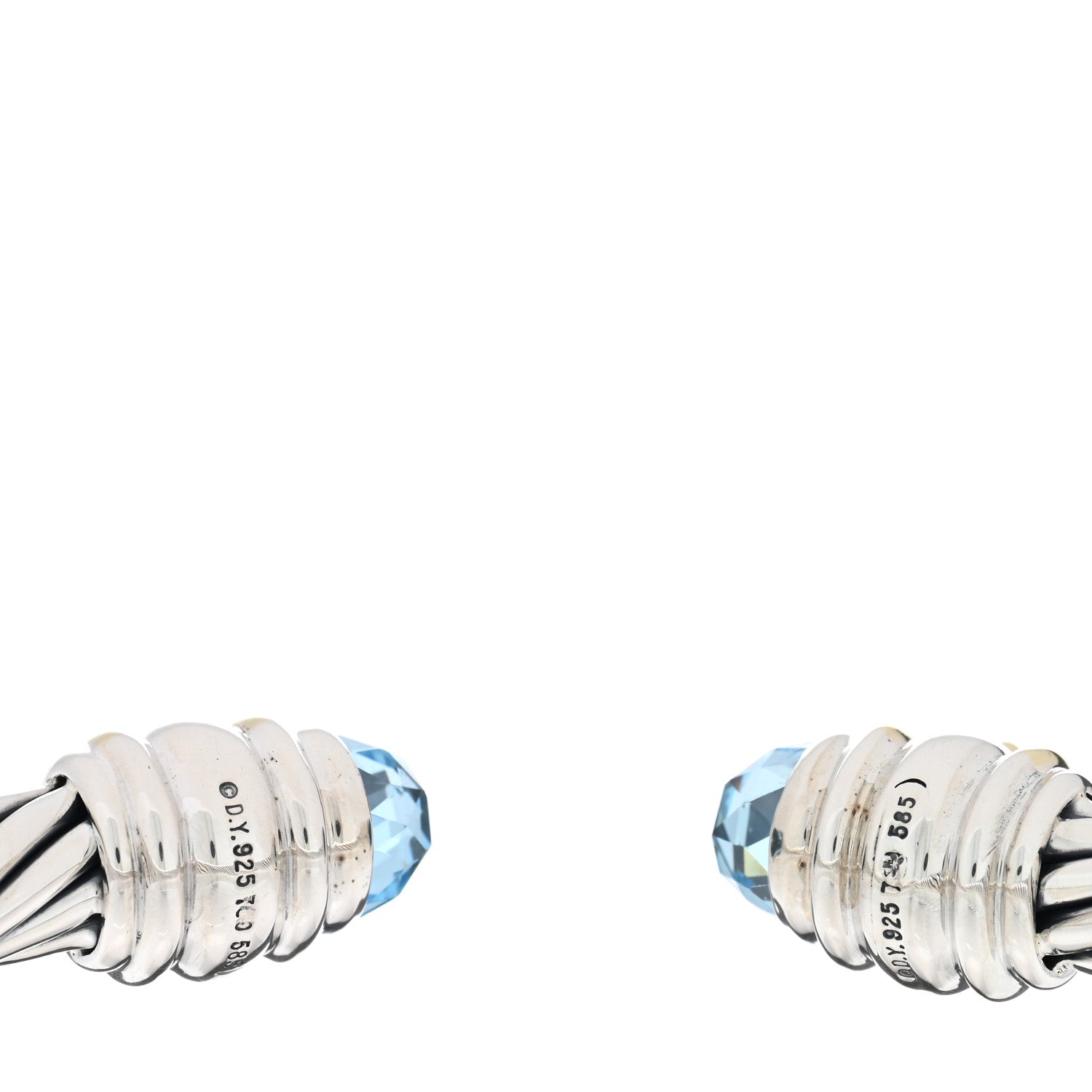 David Yurman Sterling Silver 14K Yellow Gold Blue Topaz Iolite 7mm Cable Renaissance Bracelet 3 of 3