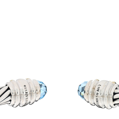David Yurman Sterling Silver 14K Yellow Gold Blue Topaz Iolite 7mm Cable Renaissance Bracelet 3 of 3