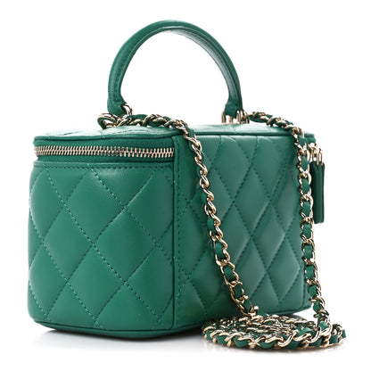 Chanel Lambskin Quilted Small Top Handle Vanity Case With Chain Green 3 of 11