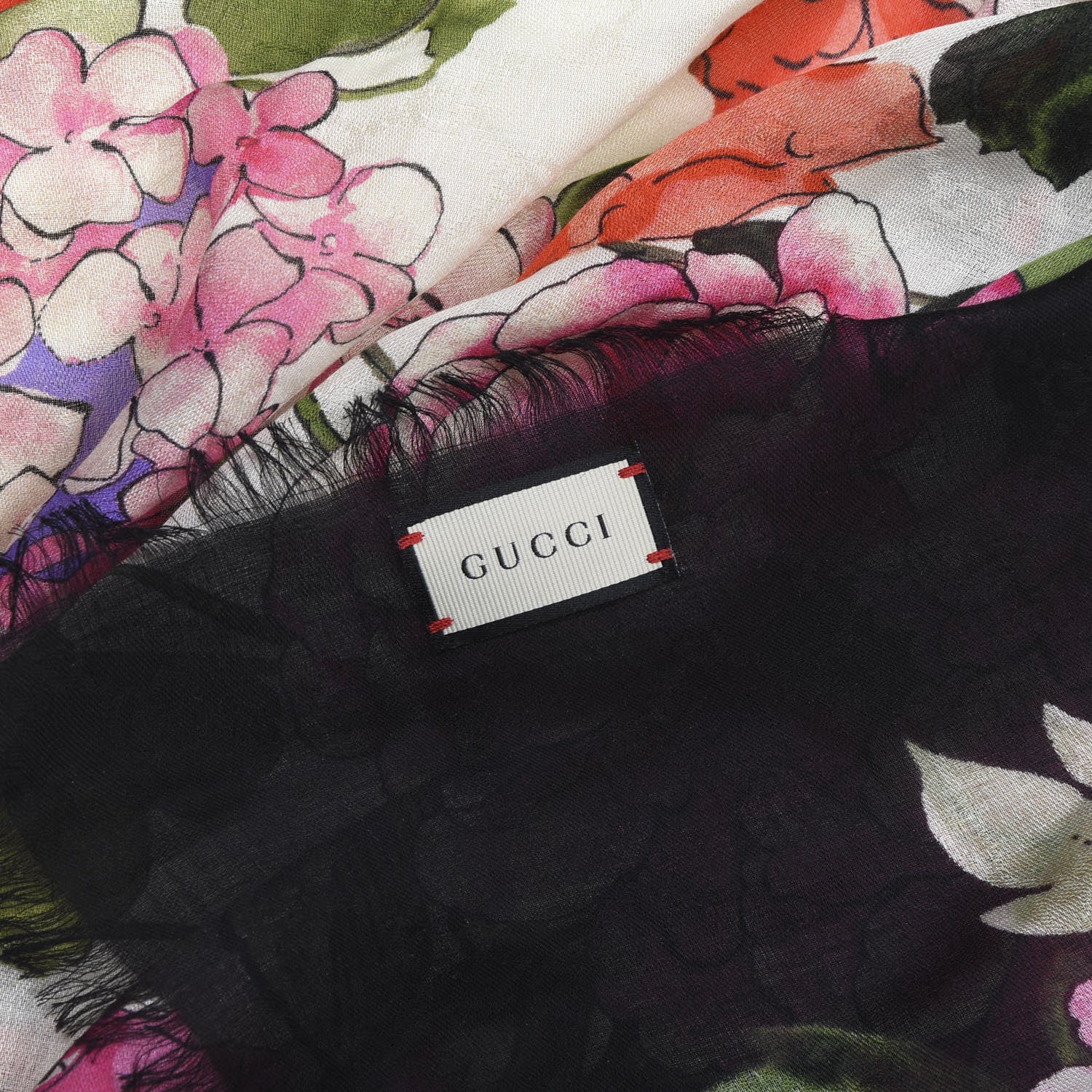 Gucci Silk Cashmere Hydrangea Square Scarf Black 5 of 5