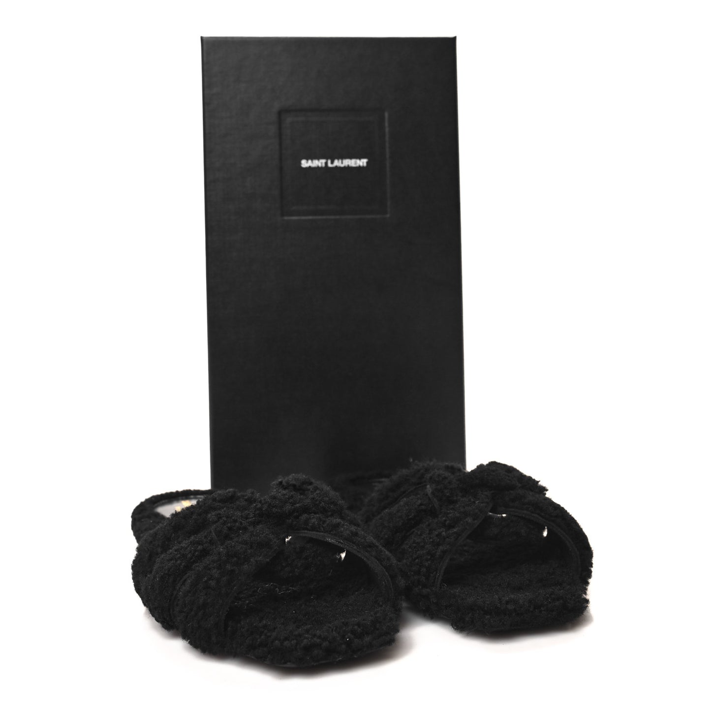Shearling Tribute Flat Mules 37.5 Black