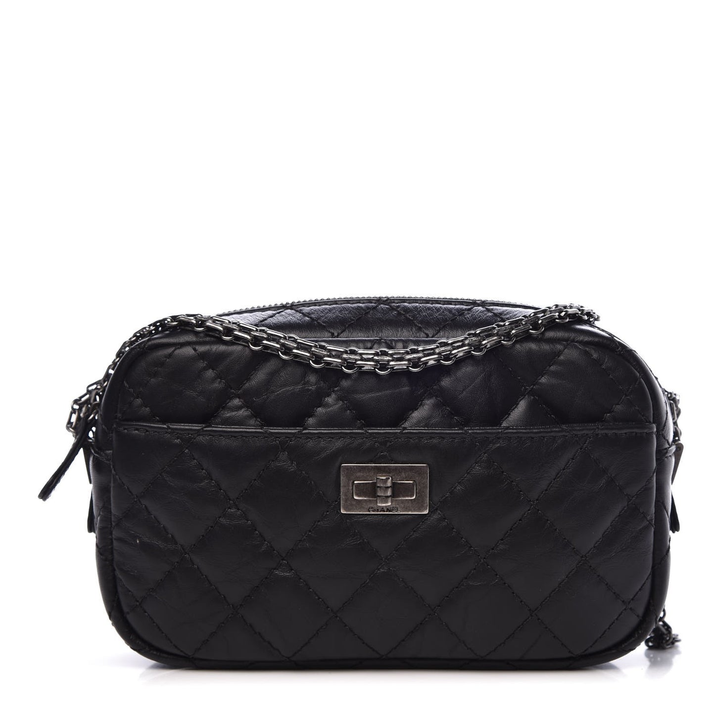 Aged Calfskin Quilted Mini Reissue Camera Case Black