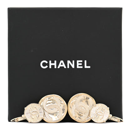 Chanel Metal Round CC Medallion Drop Earrings Gold 5 of 5