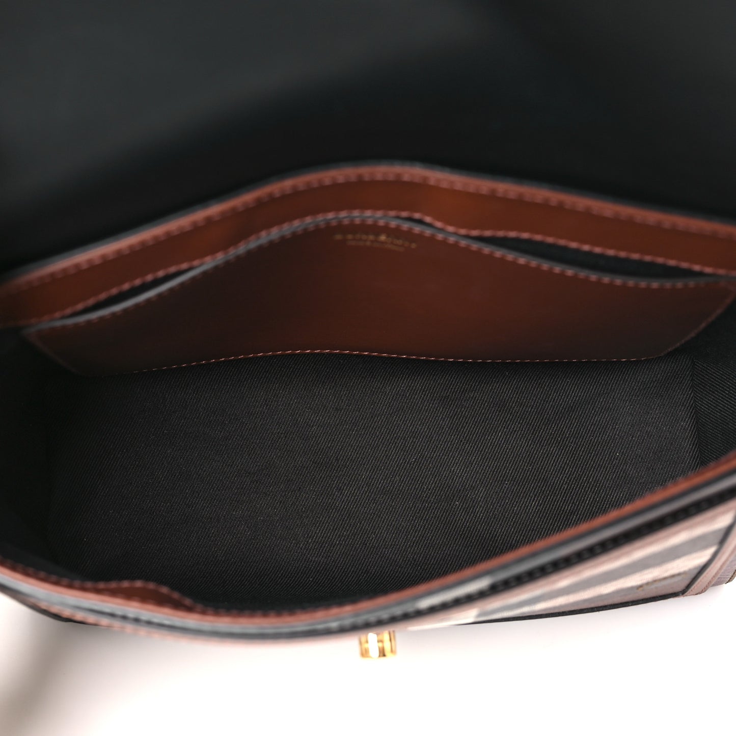 Calfskin Giant Check E-Canvas Note Crossbody Bag Dark Birch Brown