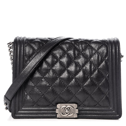 Chanel Iridescent Calfskin Quilted New Medium Gentle Boy Flap Black 1 of 10