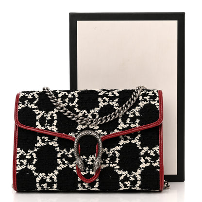 Gucci Tweed GG Monogram Mini Dionysus Chain Wallet Black White Romantic Cherry 11 of 11