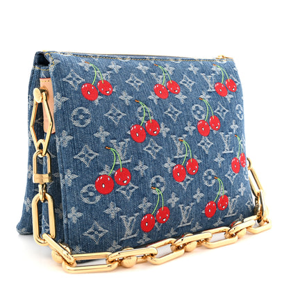 Louis Vuitton LV X TM Monogram Denim Cerises Coussin PM Blue 3 of 9