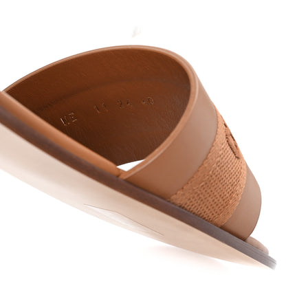 Christian Dior Calfskin Canvas Embroidered Dway Flat Slide Sandals 40 Camel 9 of 10