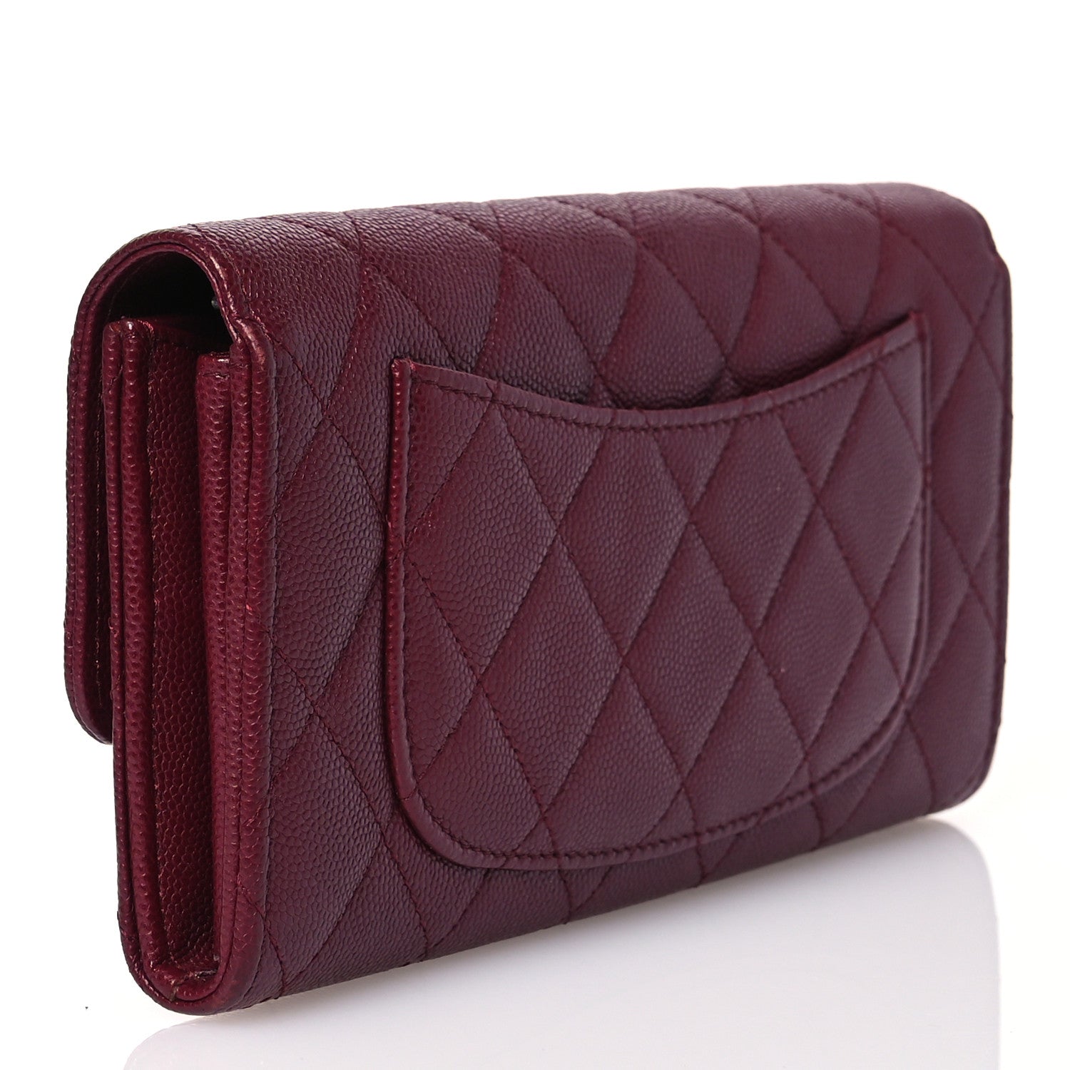 Chanel Caviar Quilted Large Gusset Flap Wallet Burgundy 3 of 17