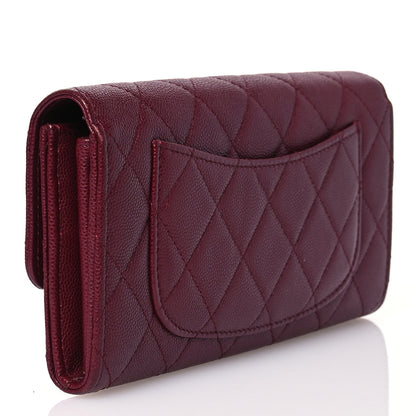 Chanel Caviar Quilted Large Gusset Flap Wallet Burgundy 3 of 17