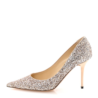 Jimmy Choo Coarse Glitter Fabric Agnes 85 Pumps 35.5 Ballet Pink 1 of 8