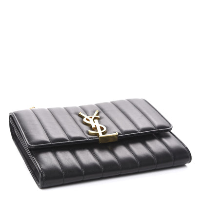 Saint Laurent Lambskin Matelasse Monogram Vicky Chain Wallet Black 4 of 11