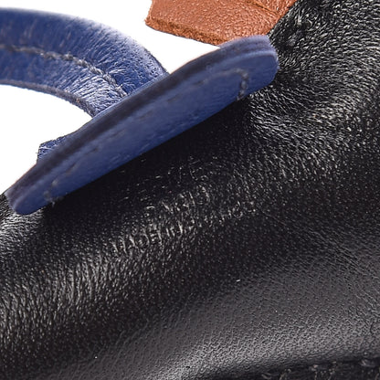 Hermes Milo Lambskin Grigri Rodeo Horse Bag Charm PM Black Bleu Saphir Gold 3 of 5
