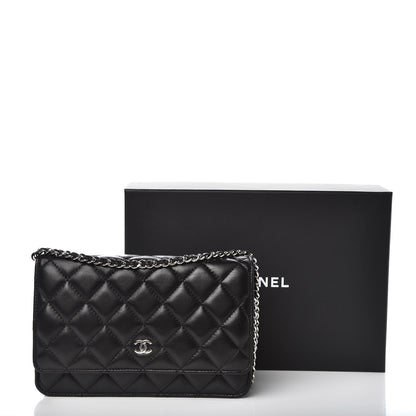 Chanel Lambskin Quilted Wallet On Chain WOC Black 11 of 11