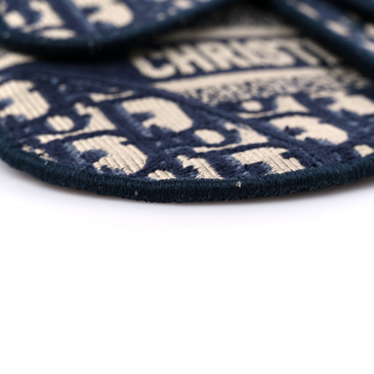 Oblique Embroidered Saddle Belt Pouch Blue