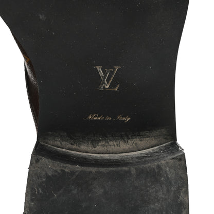 Louis Vuitton Calfskin Monogram Wonderland Flat Ranger Boots 37 Black 7 of 9