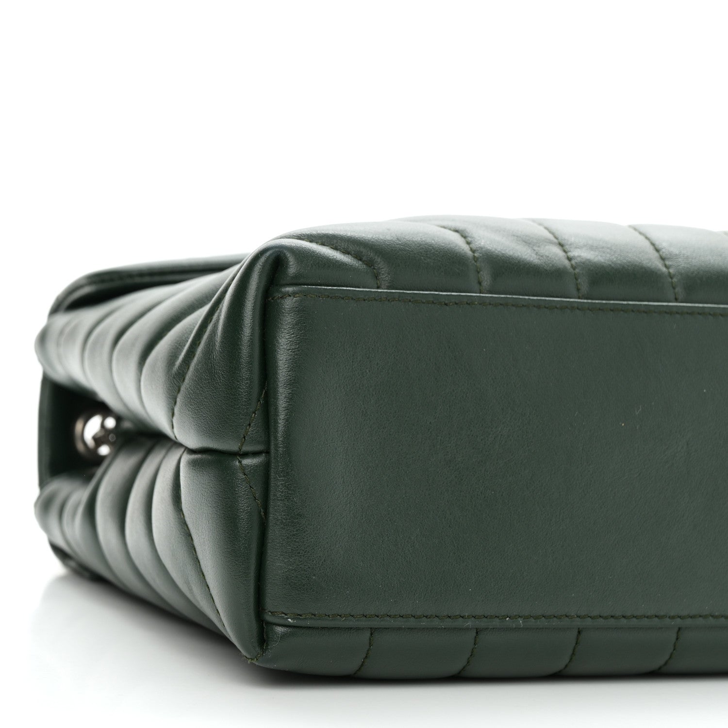 Saint Laurent Calfskin Y Quilted Monogram Small Loulou Chain Satchel Olive 8 of 9