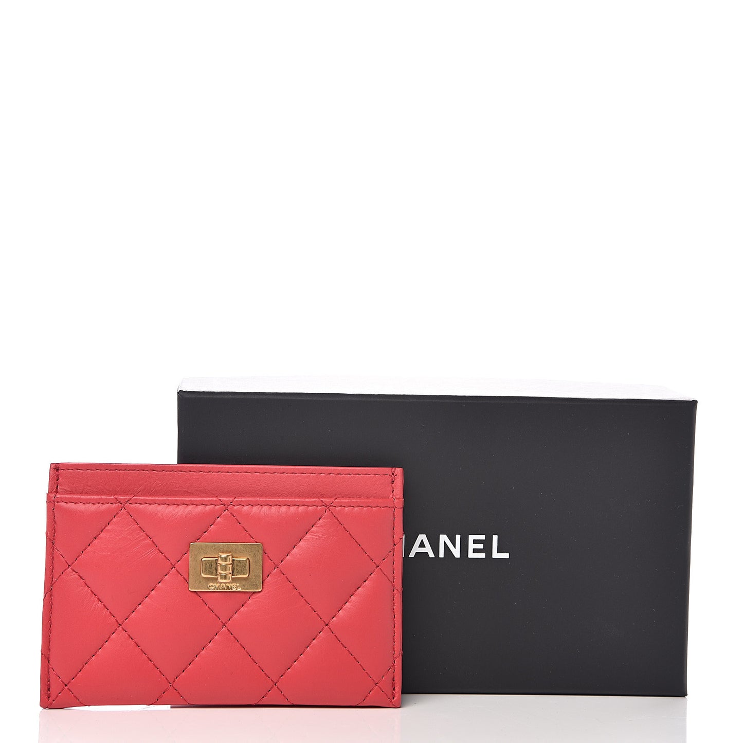 Aged Calfskin Quilted Reissue Card Holder Red