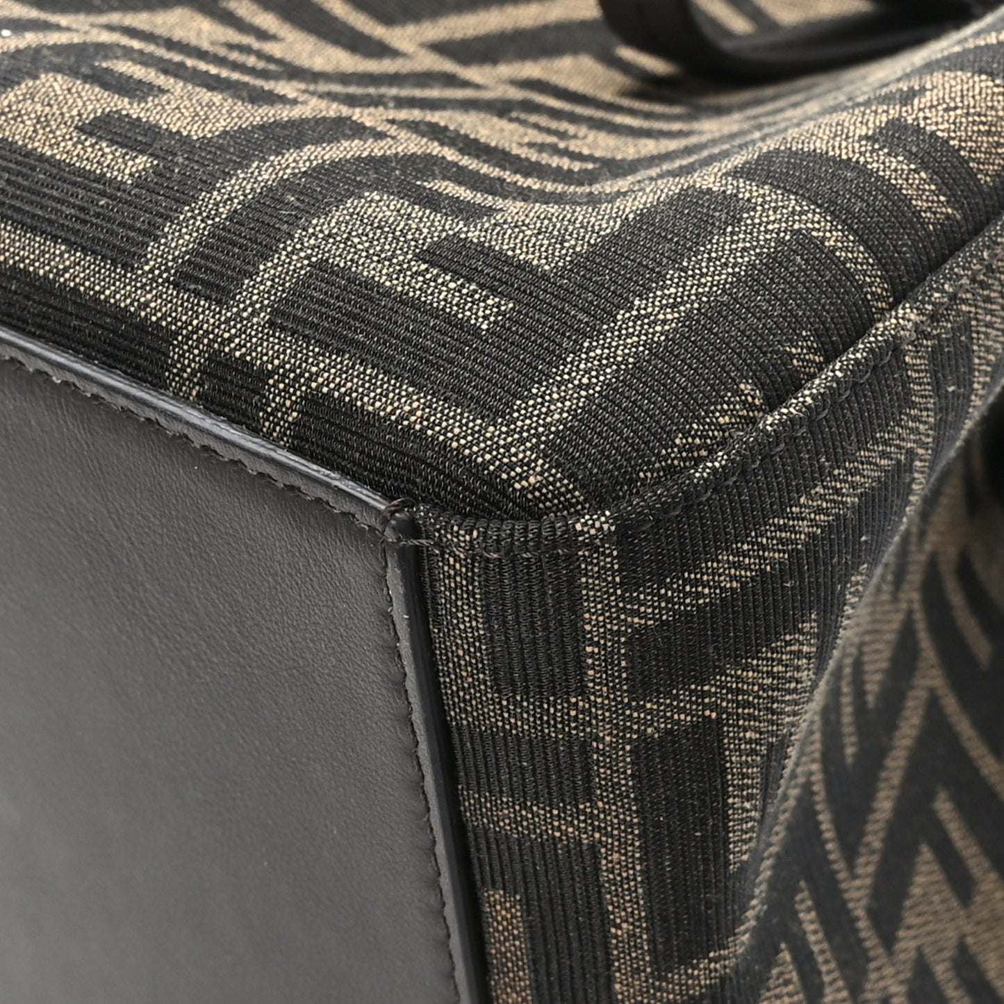 Fabric Jacquard Vitello Grace FF 1974 Mini Fendi Origami Tobacco Moro Ebano
