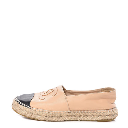 Chanel Lambskin CC Espadrilles 38 Beige Black 1 of 10