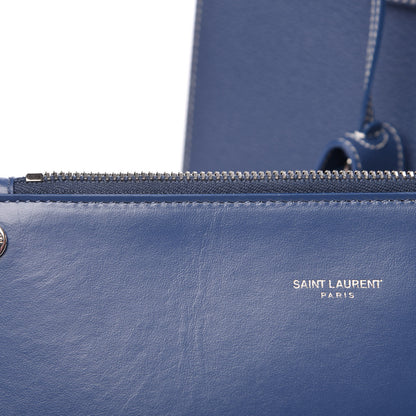Saint Laurent Grained Calfskin Topstitch Baby Sac De Jour Denim 12 of 15
