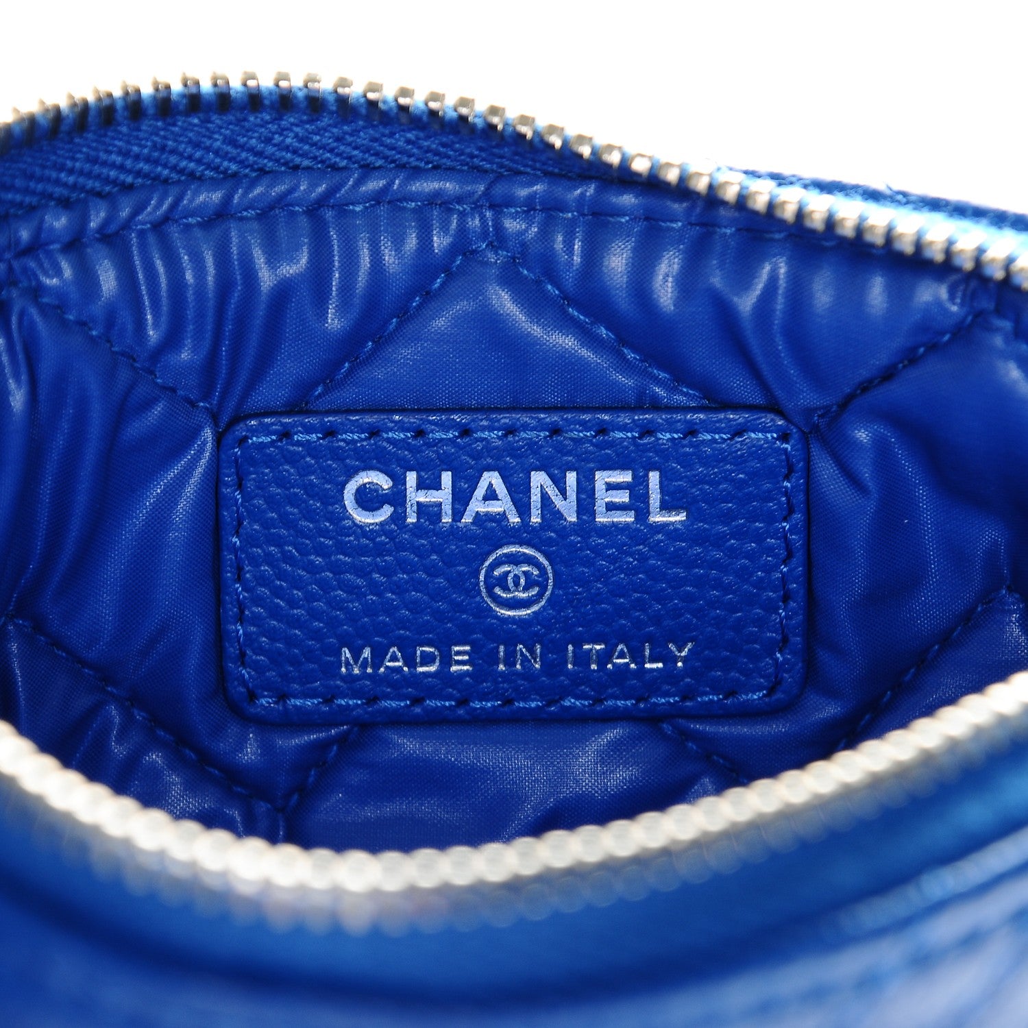 Chanel Caviar Chevron Quilted Small Cosmetic Case Blue 6 of 7