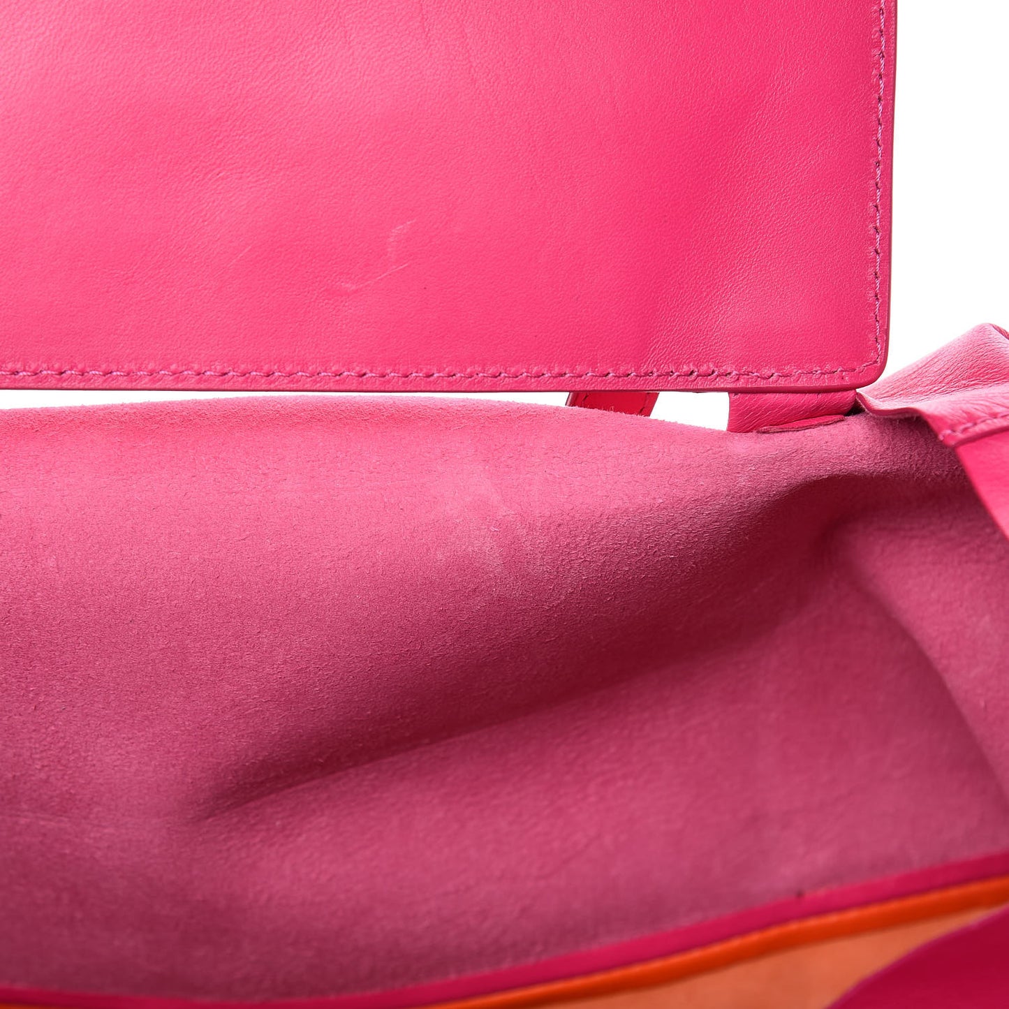 Lambskin Horizontal Bi-Color Cabas Fluo Pink Fluo Orange