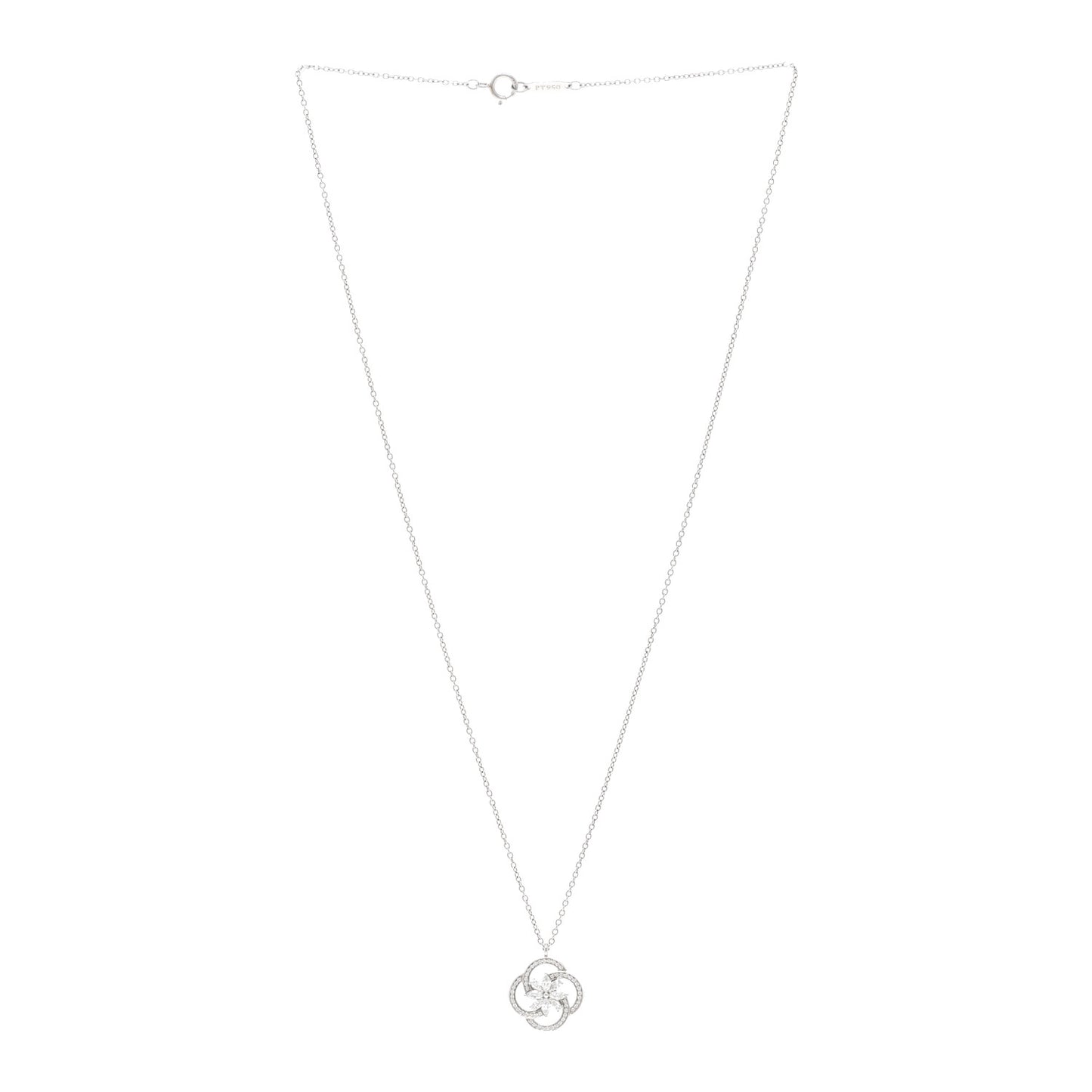 Platinum Diamond Small Victoria Cluster Pendant