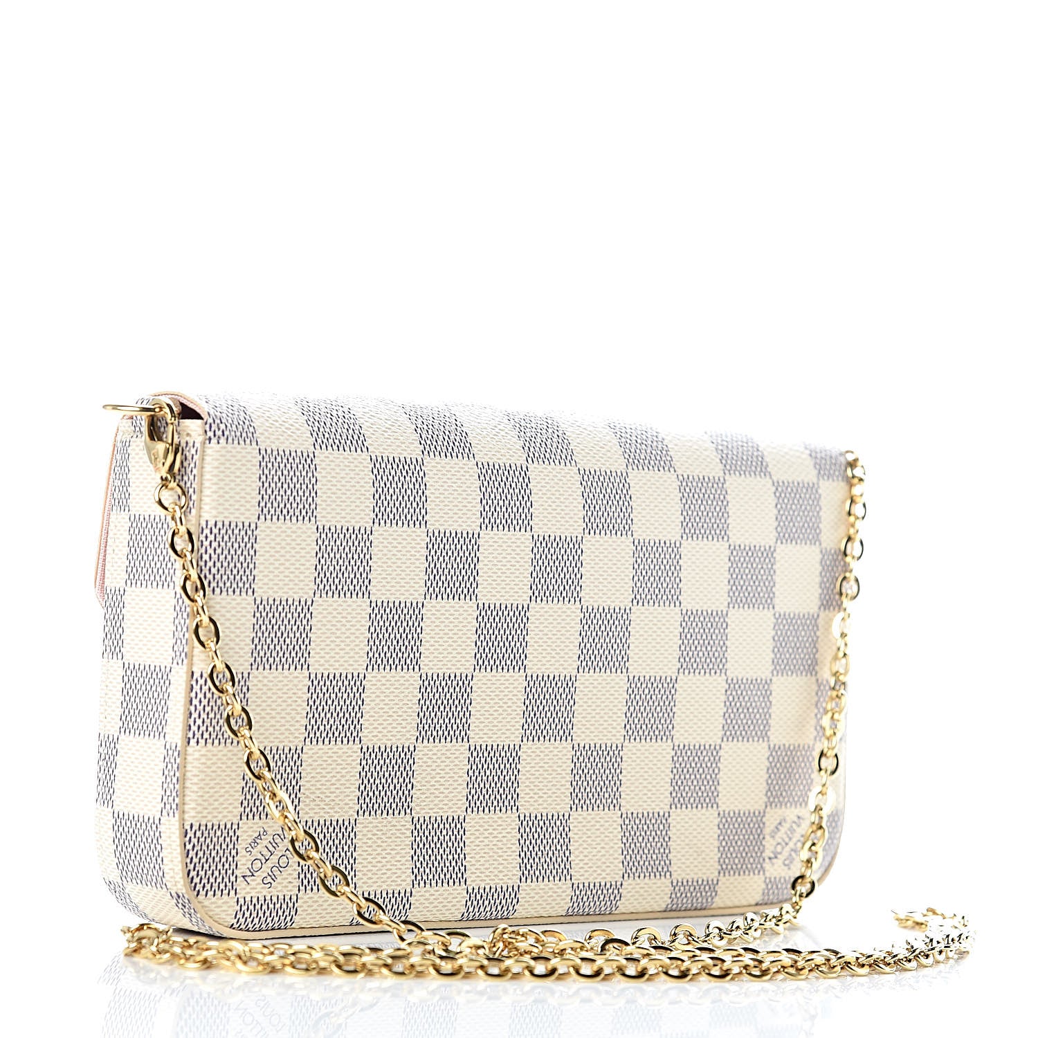 Louis Vuitton Damier Azur Pochette Felicie Chain Wallet Rose Ballerine 4 of 12