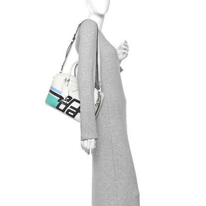 Prada City Calfskin Racing Logo Bowler White Black 2 of 9
