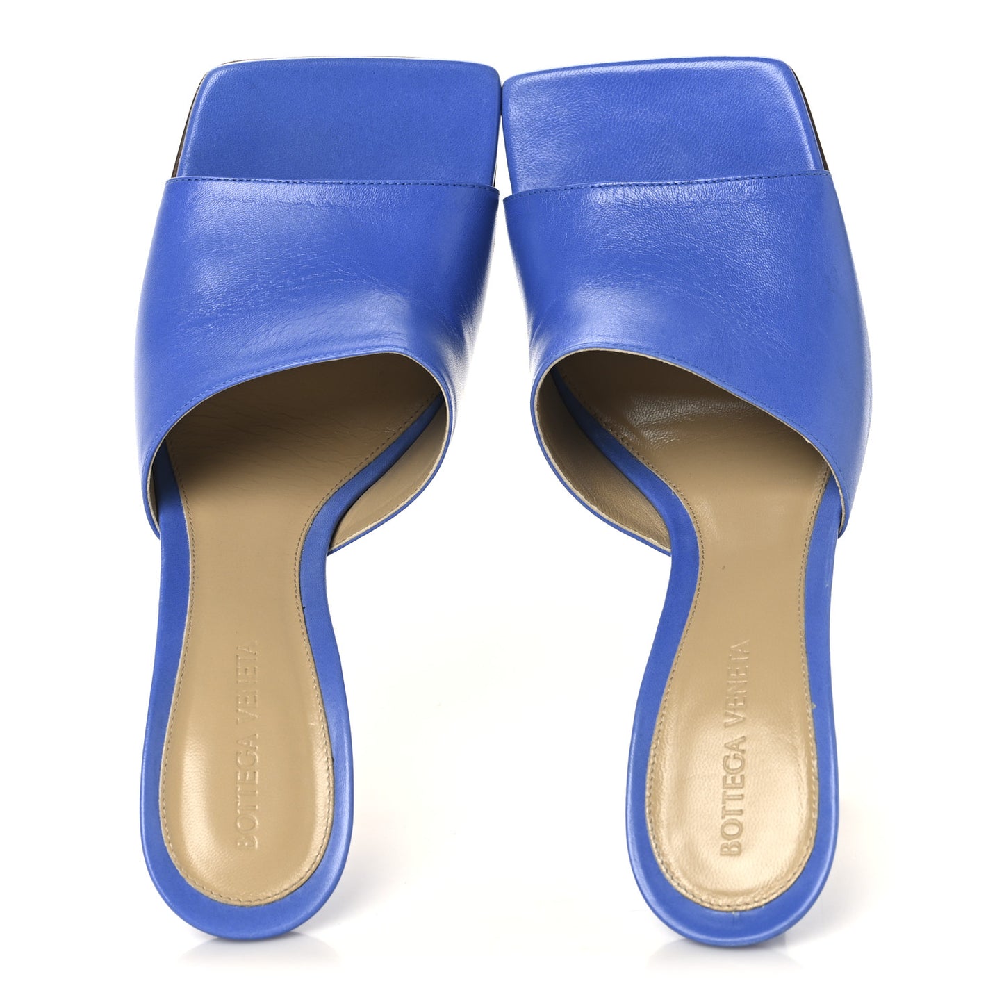 Lambskin Stretch Mule Sandals 39 Aquarium