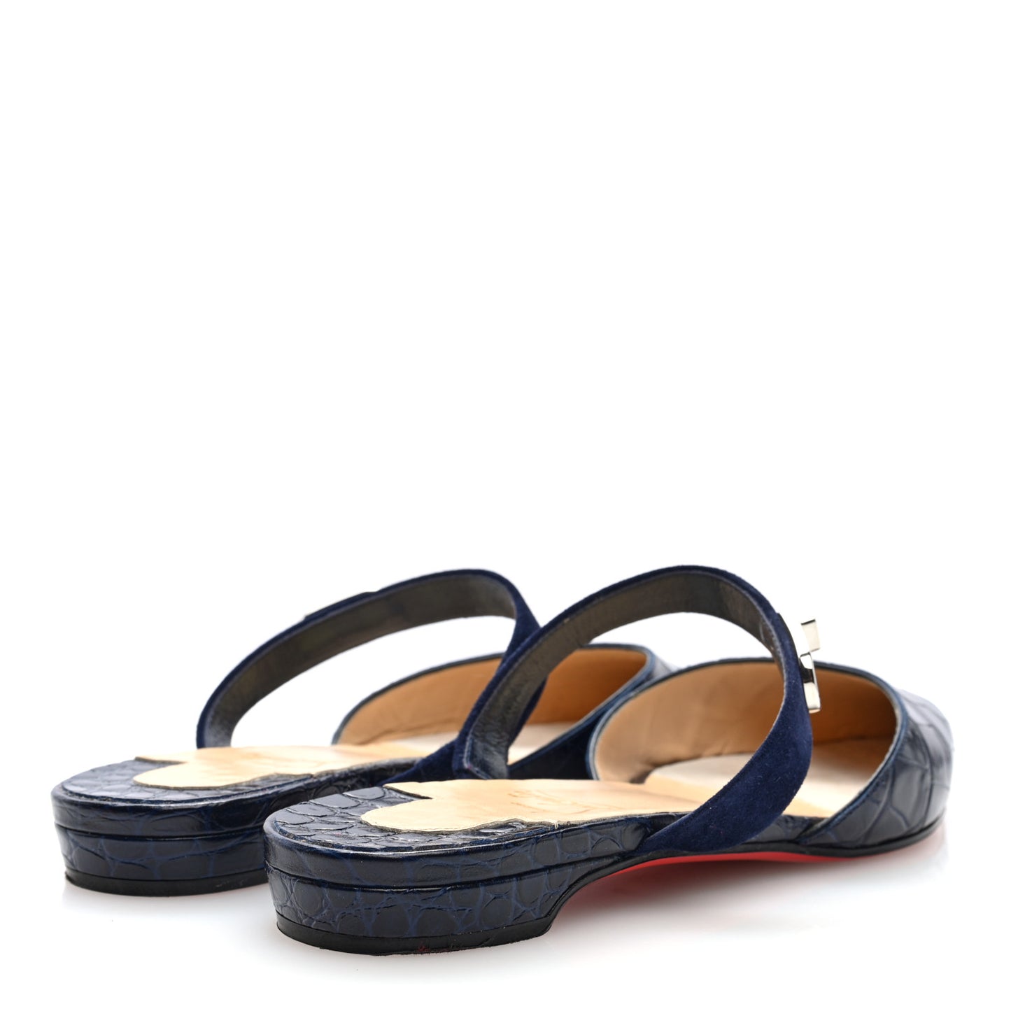 Calfskin Crocodile Embossed Choc Lock Flats 38 Obscur
