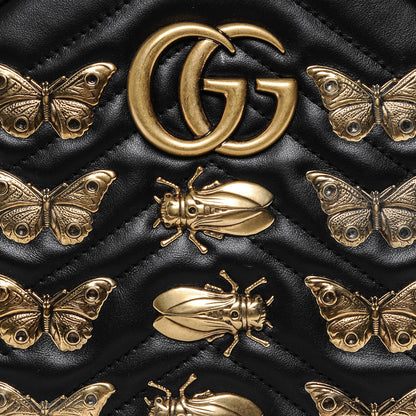 Gucci Calfskin Matelasse Animal Studs GG Marmont Dome Backpack Black 5 of 8