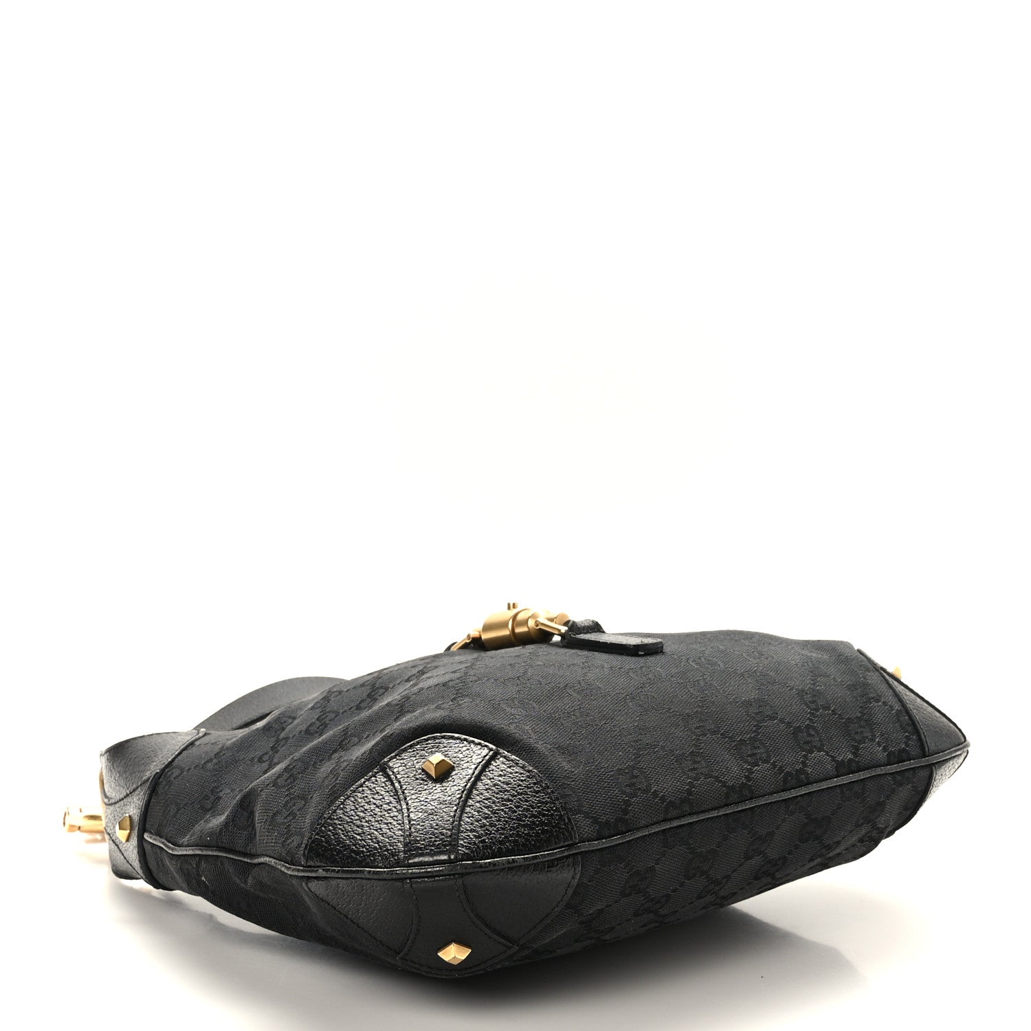 Gucci Monogram Piston Lock Jackie O Hobo Black 4 of 9