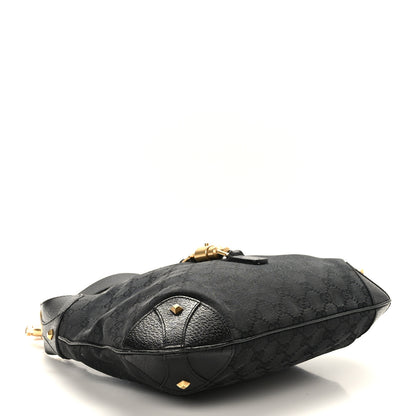Gucci Monogram Piston Lock Jackie O Hobo Black 4 of 9