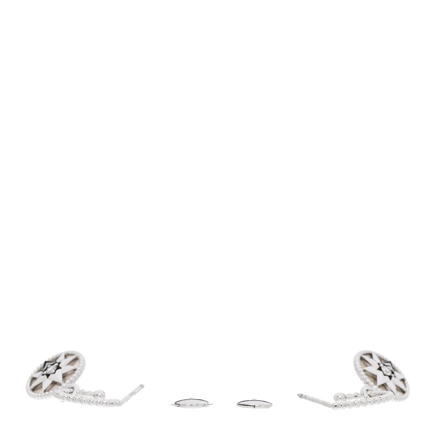 18K White Gold Diamond Mother of Pearl Rose Des Vents Drop Earrings