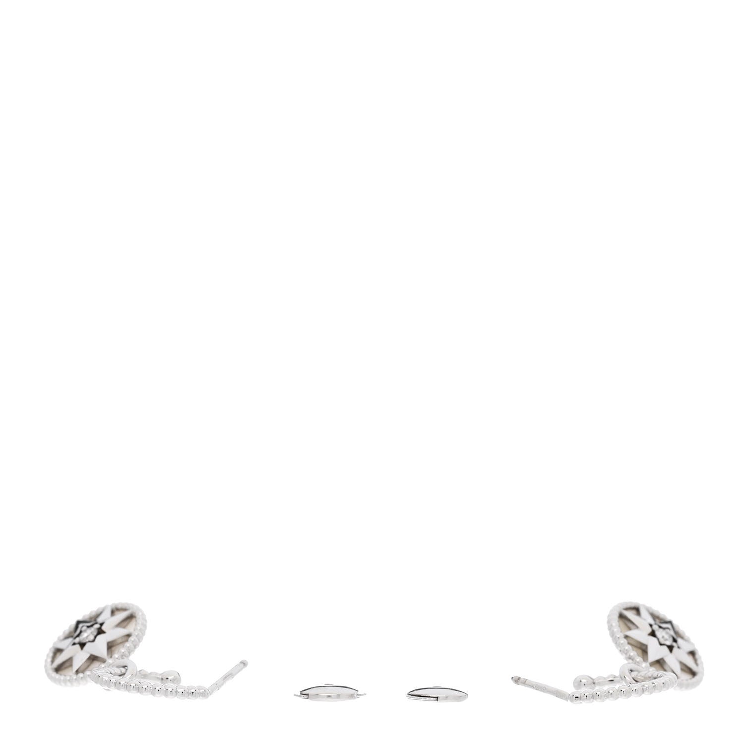 Christian Dior 18K White Gold Diamond Mother of Pearl Rose Des Vents Drop Earrings 4 of 5