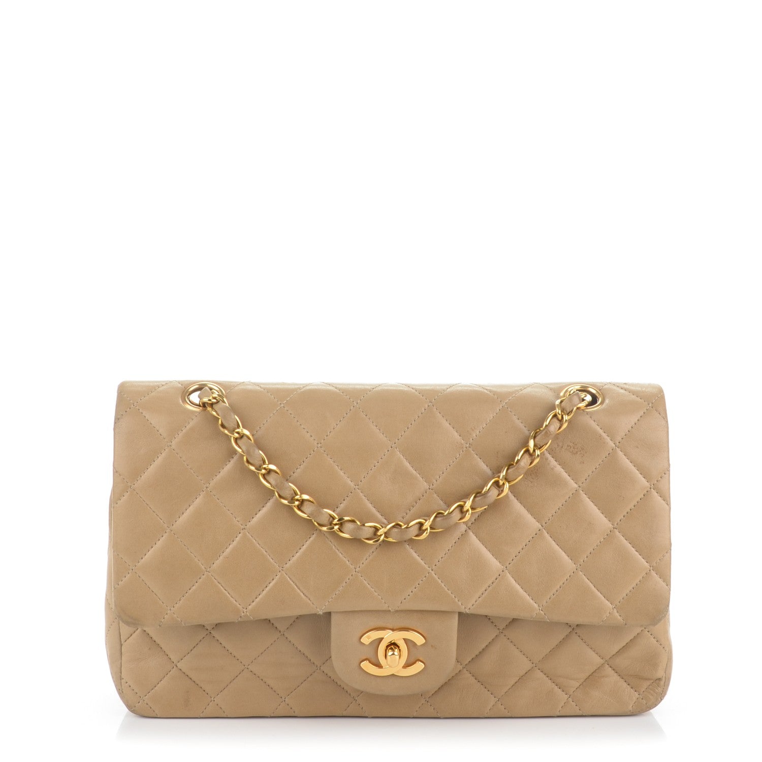 Chanel Lambskin Quilted Medium Double Flap Beige 1 of 9