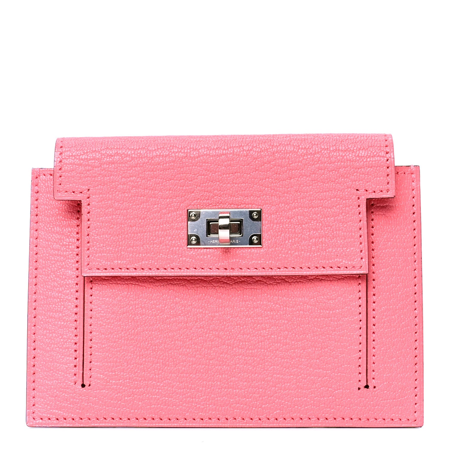 Hermes Chevre Mysore Kelly Pocket Compact Wallet Rose Ete 1 of 4