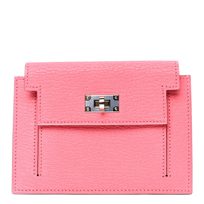Hermes Chevre Mysore Kelly Pocket Compact Wallet Rose Ete 1 of 4